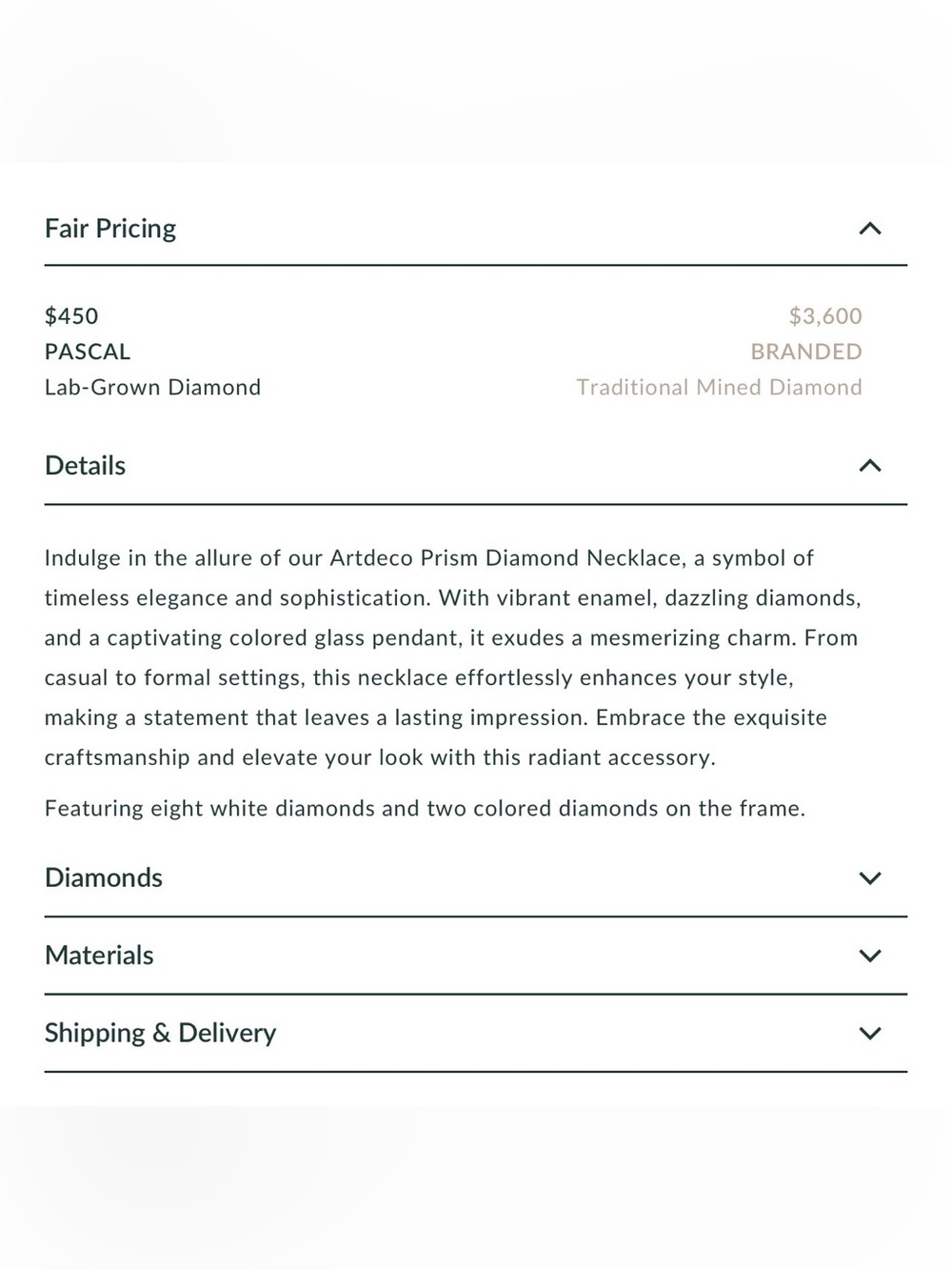 Pascal Artdeco Prism Diamond Necklace - Picture 8 of 8